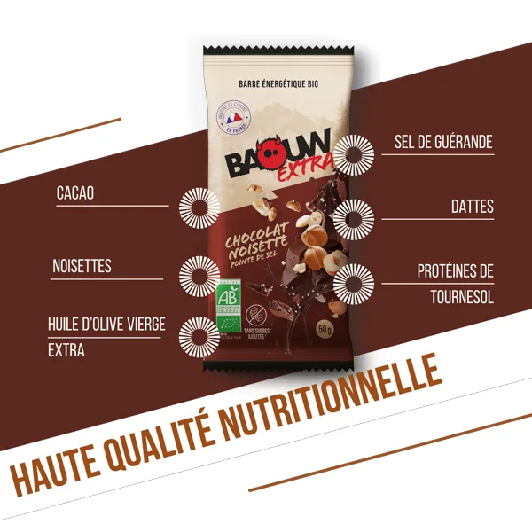 Barre Énergétique BIO EXTRA (50g) - Chocolat & Noisettes - Image 4