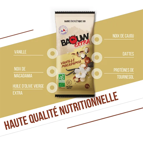 Barre Énergétique BIO EXTRA (50g) - Vanille & Macadamia - Image 4