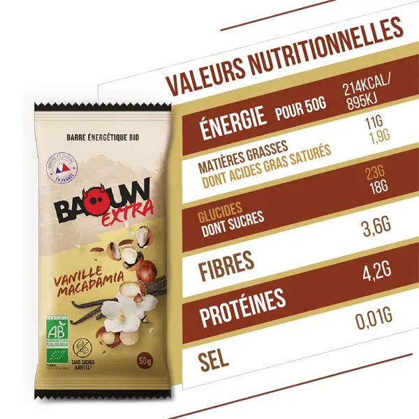 Barre Énergétique BIO EXTRA (50g) - Vanille & Macadamia - Image 8