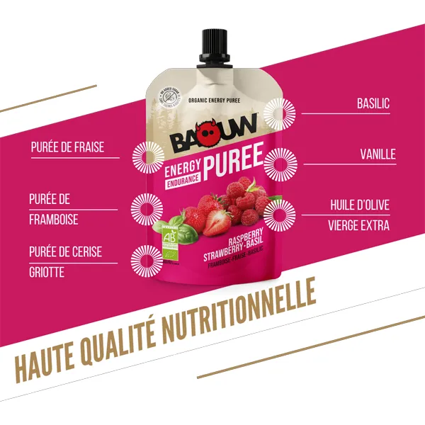 Purée Énergétique BIO (90g) - Framboise-Fraise-Basilic - Image 3