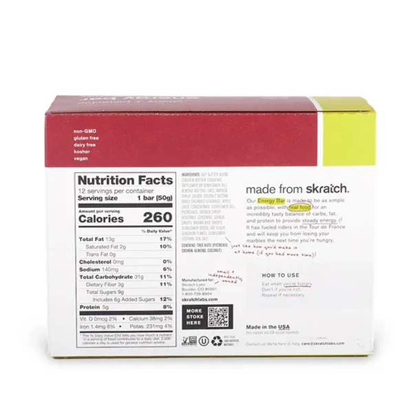 SKRATCH LABS - Energy Bar Sport Fuel Box (12x50g) - Goût au Choix - Image 2